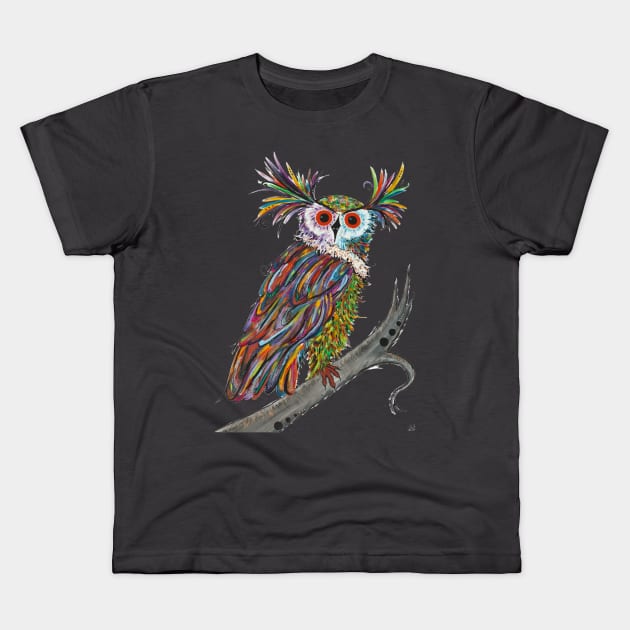 Owl Lovers Hand Painted Adorable Owl Kids T-Shirt by screamingfool